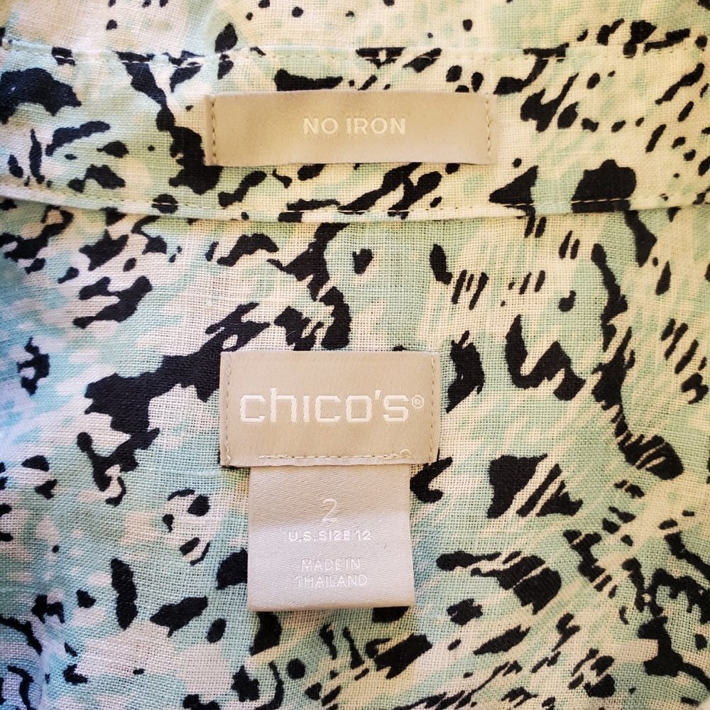 Chico's No-Iron Linen Dancing Texture Tunic, Chico's Size 2 (US 12/L). EUC. - Picture 4 of 8